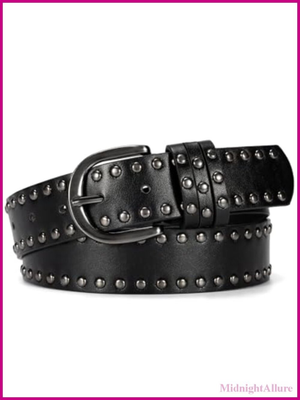 Womens Faux Leather Studded Belt Punk Goth Adjustable for Jeans Dresses
